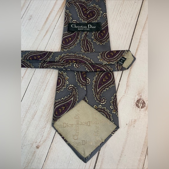 CHRISTIAN DIOR - MONSIEUR / Vintage Floral Fantasy Paisley Pure 100% Silk Tie - Picture 3 of 6